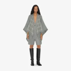 Check Wool Reversible Cape