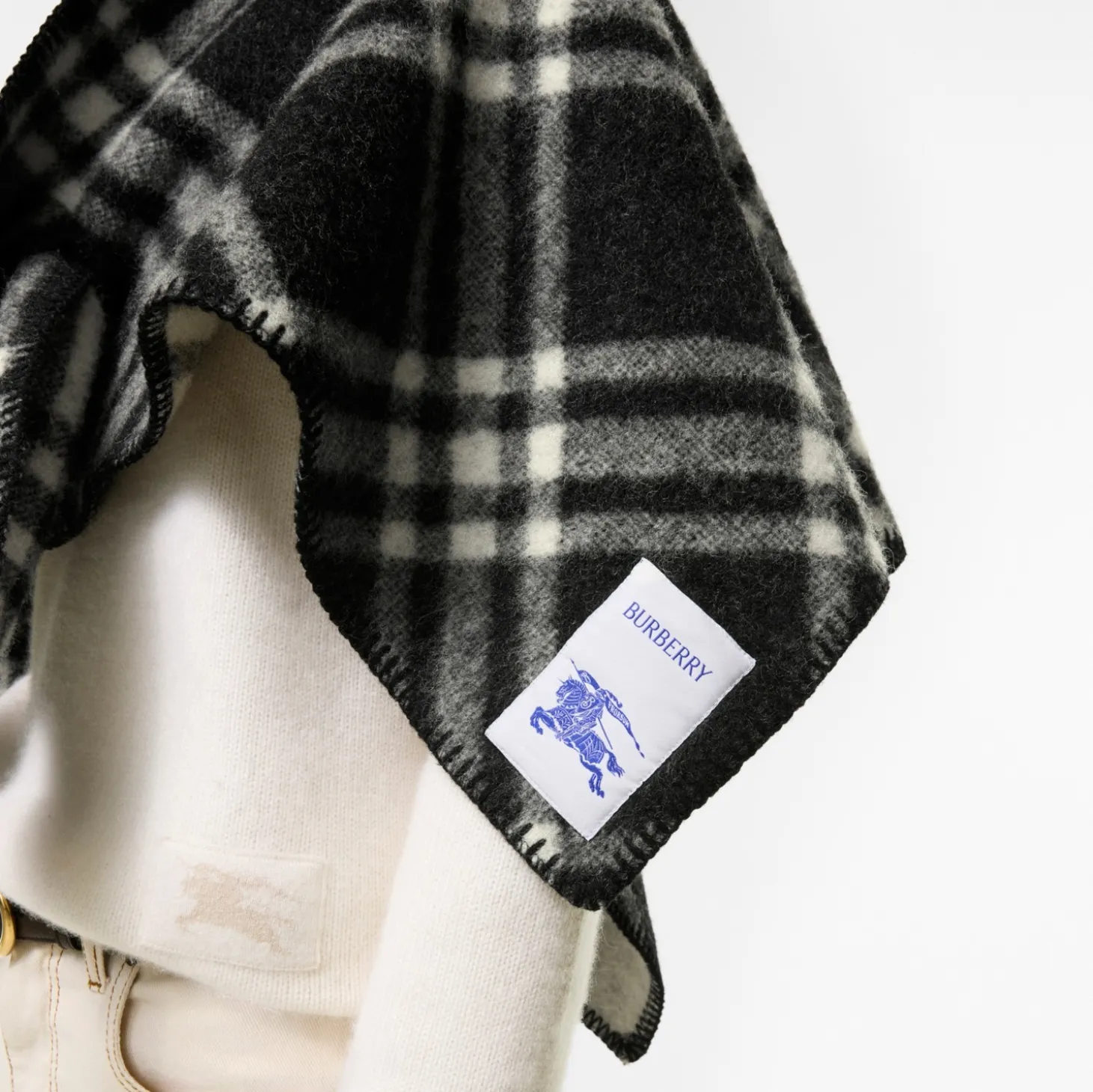 Check Wool Scarf Capelet