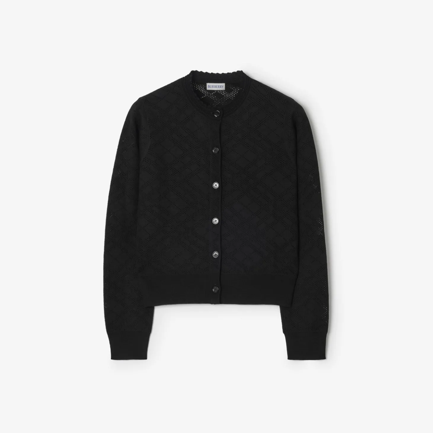 Check Wool Silk Cardigan