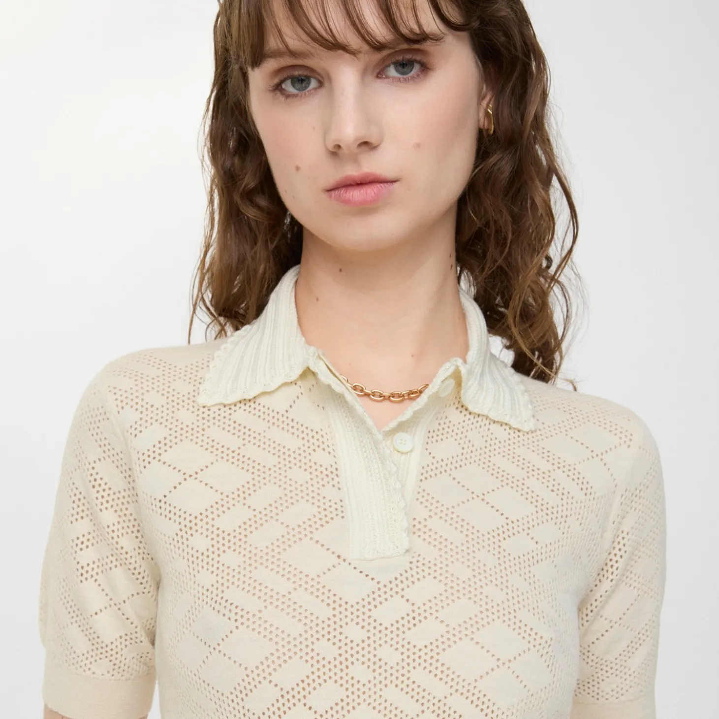 Check Wool Silk Polo Shirt