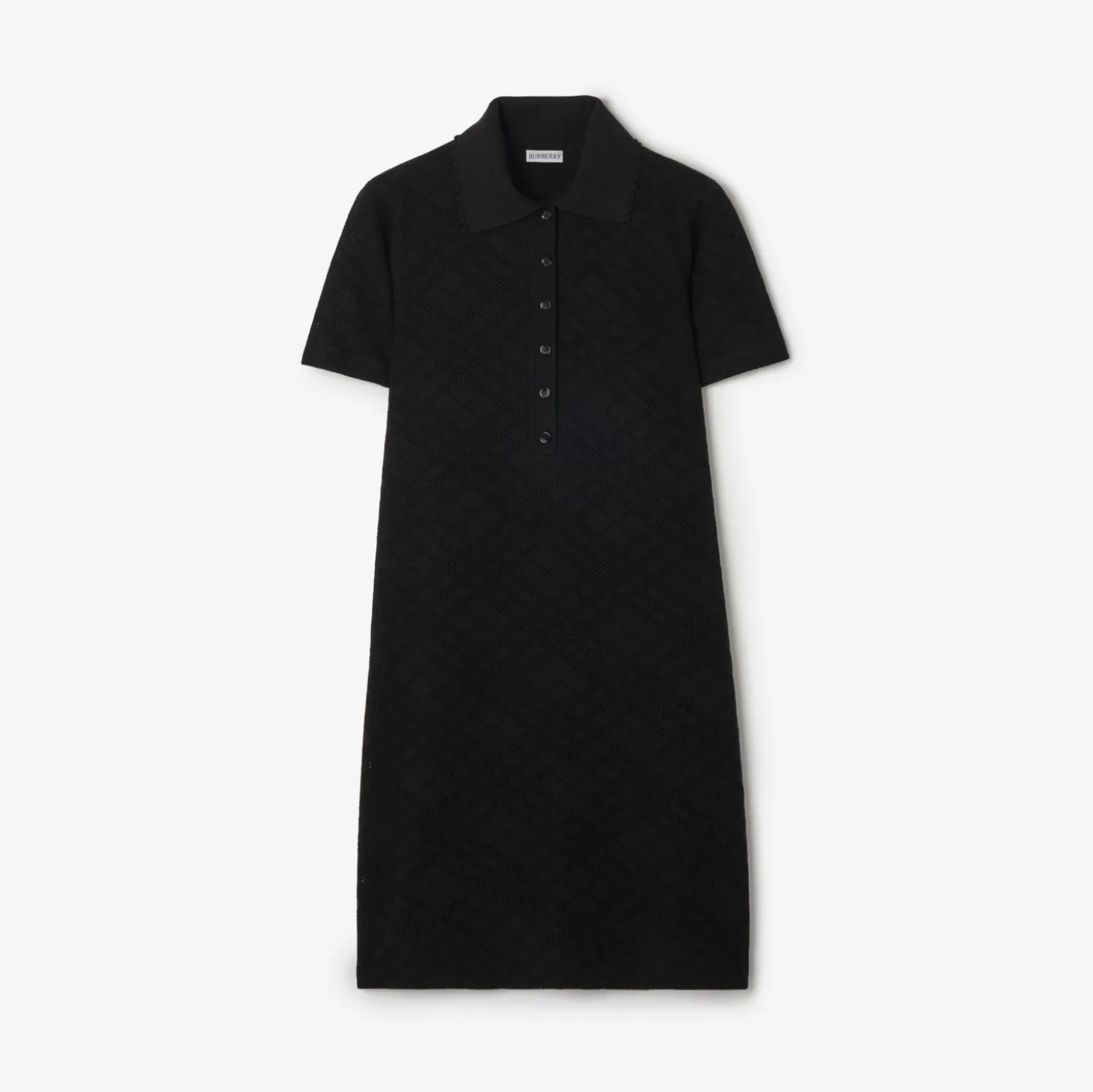 Check Wool Silk Polo Shirt Dress