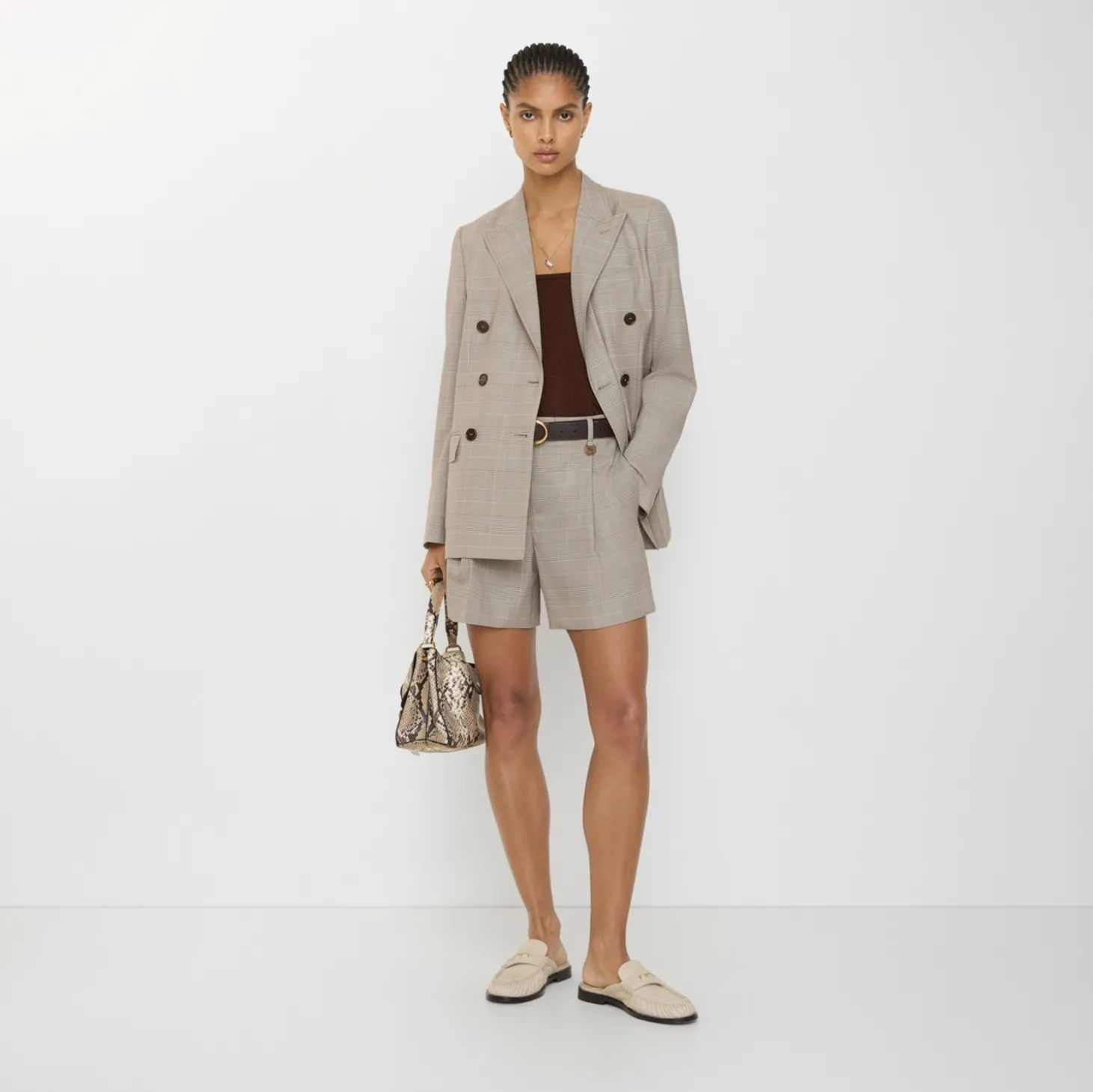 Check Wool Tailored Shorts