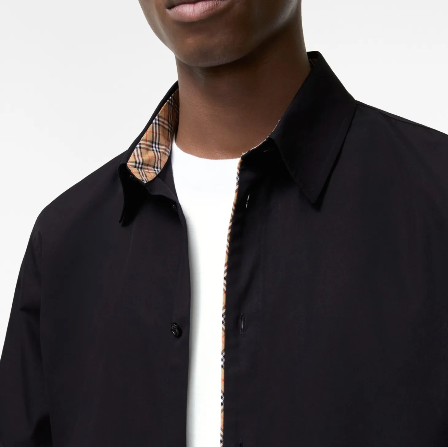 Classic Fit Check Piping Cotton Poplin Shirt