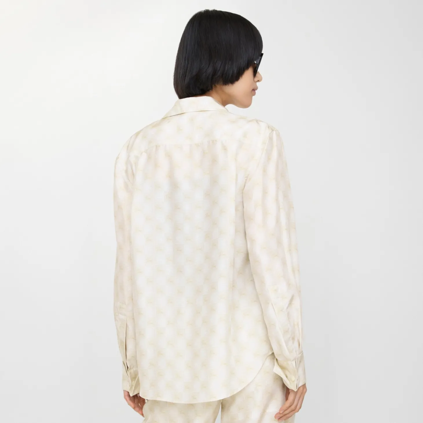 Classic Fit Knight Checkerboard Silk Shirt