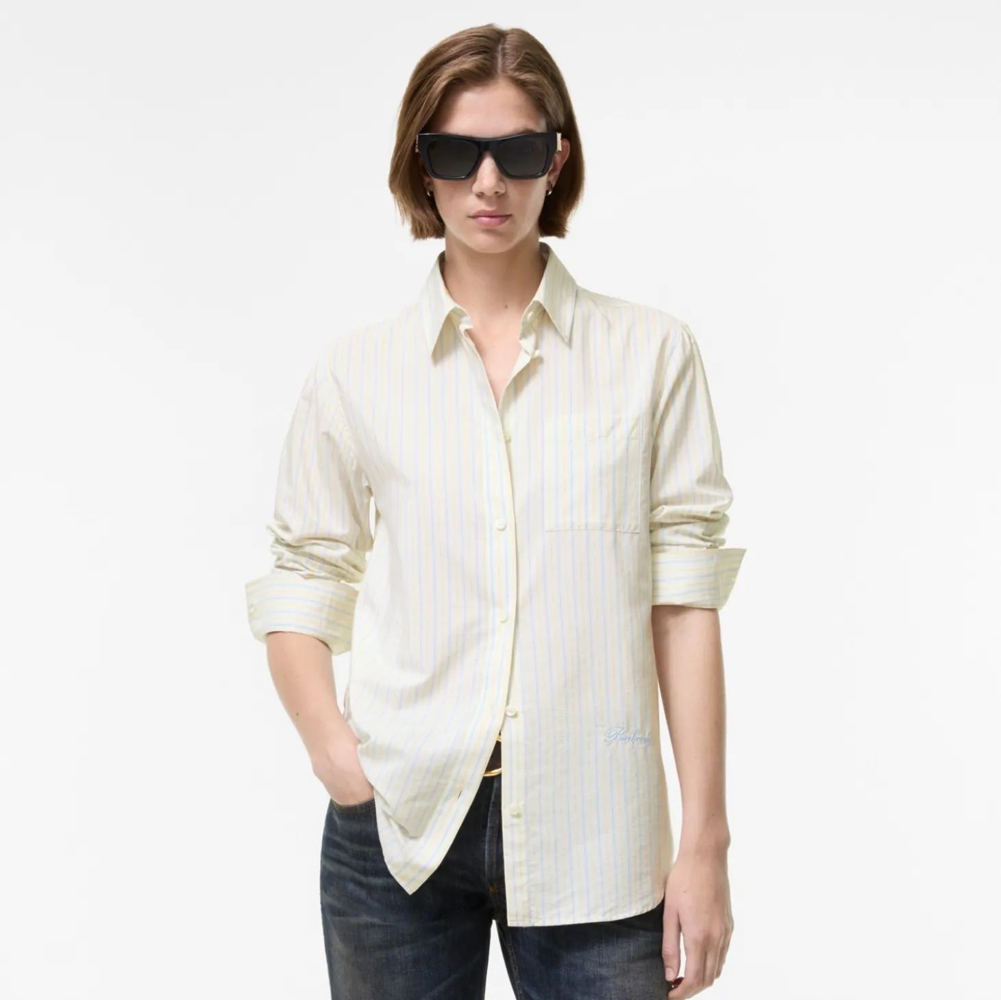 Classic Fit Striped Silk Cotton Shirt