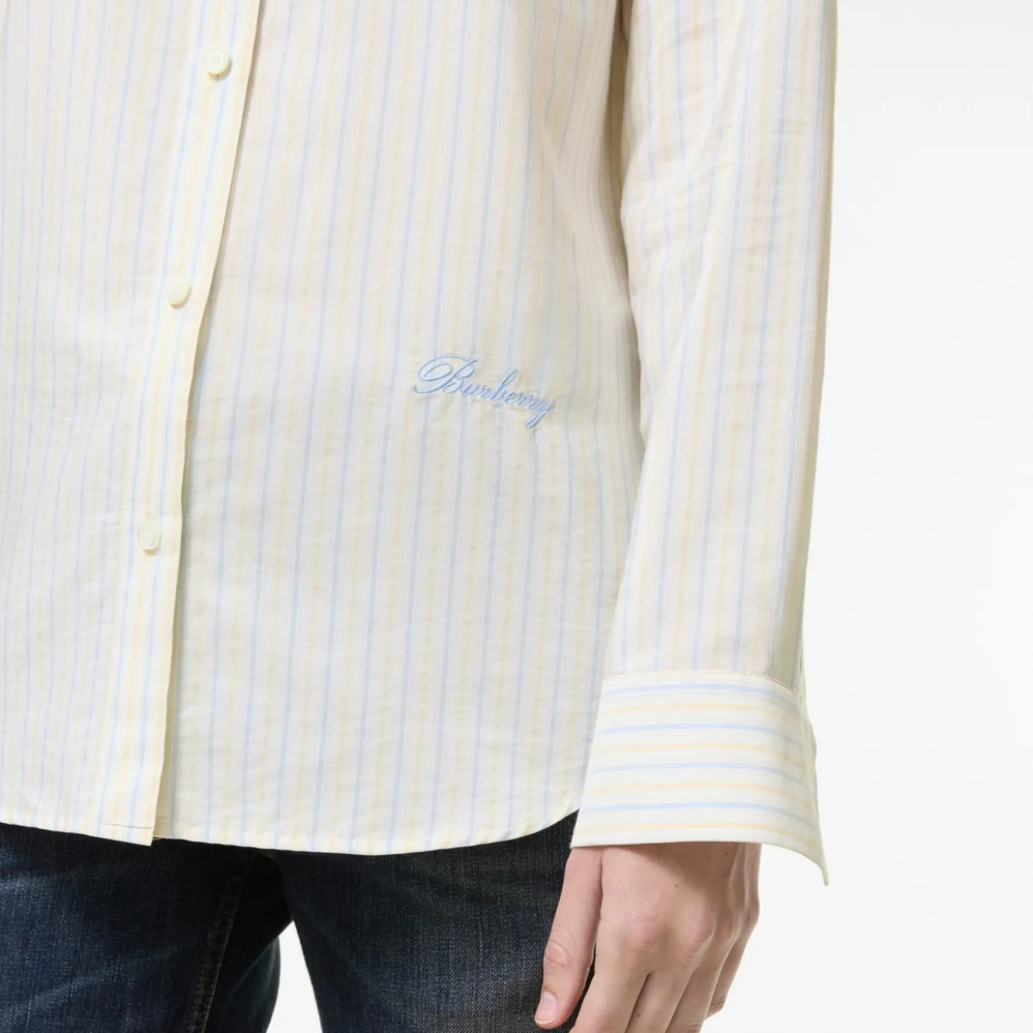 Classic Fit Striped Silk Cotton Shirt