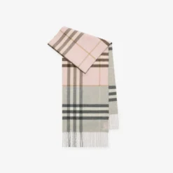 Contrast Check Cashmere Scarf