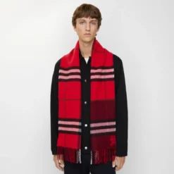 Contrast Check Cashmere Scarf