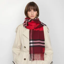 Contrast Check Cashmere Scarf