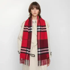 Contrast Check Cashmere Scarf