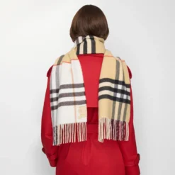 Contrast Check Cashmere Scarf