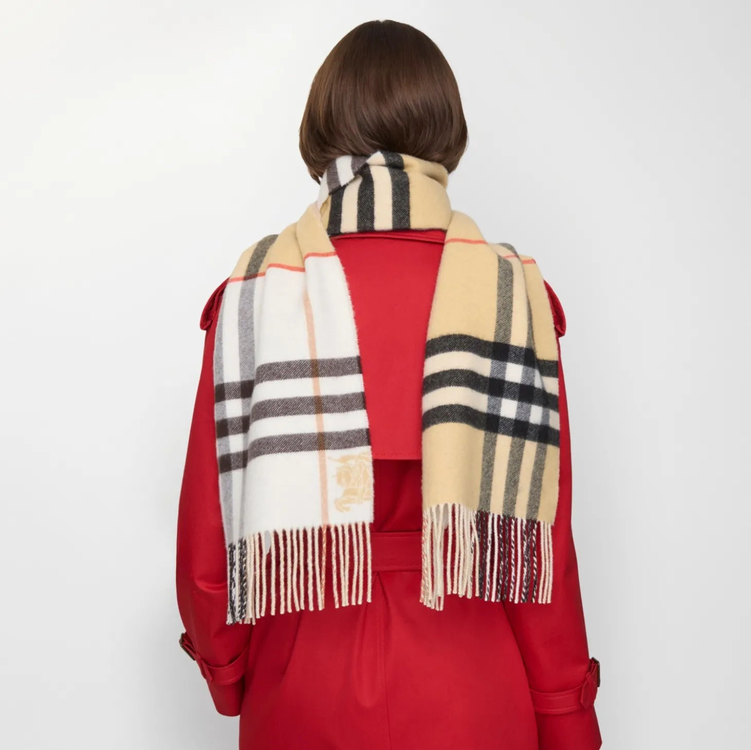 Contrast Check Cashmere Scarf