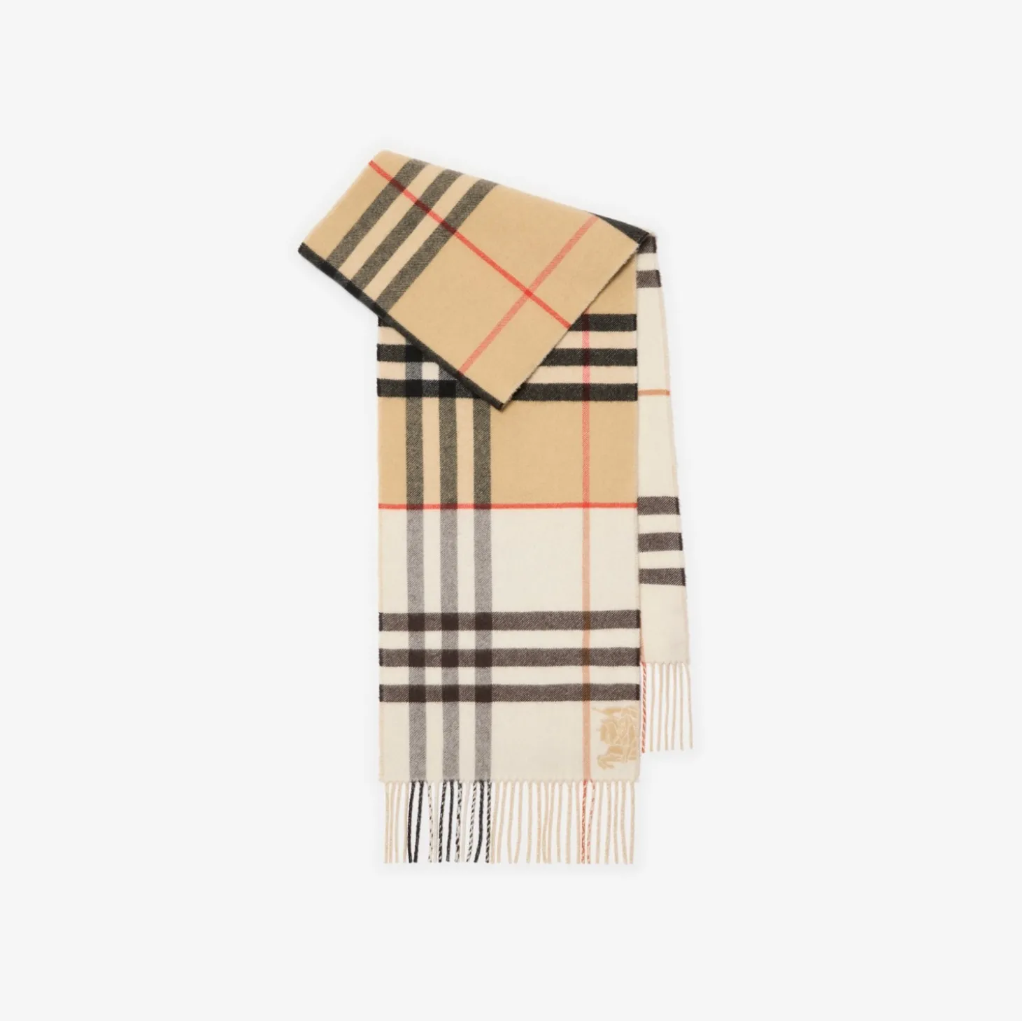 Contrast Check Cashmere Scarf