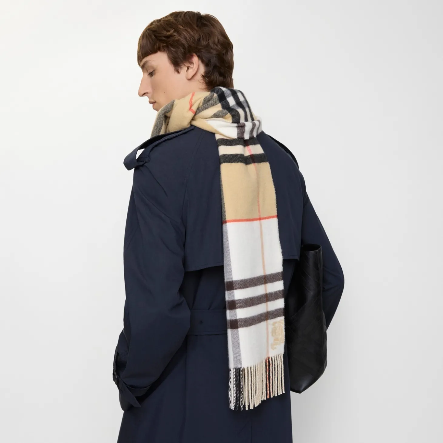 Contrast Check Cashmere Scarf