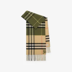 Contrast Check Cashmere Scarf