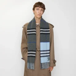 Contrast Check Cashmere Scarf
