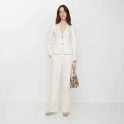 Cotton Blend Tailored Trousers