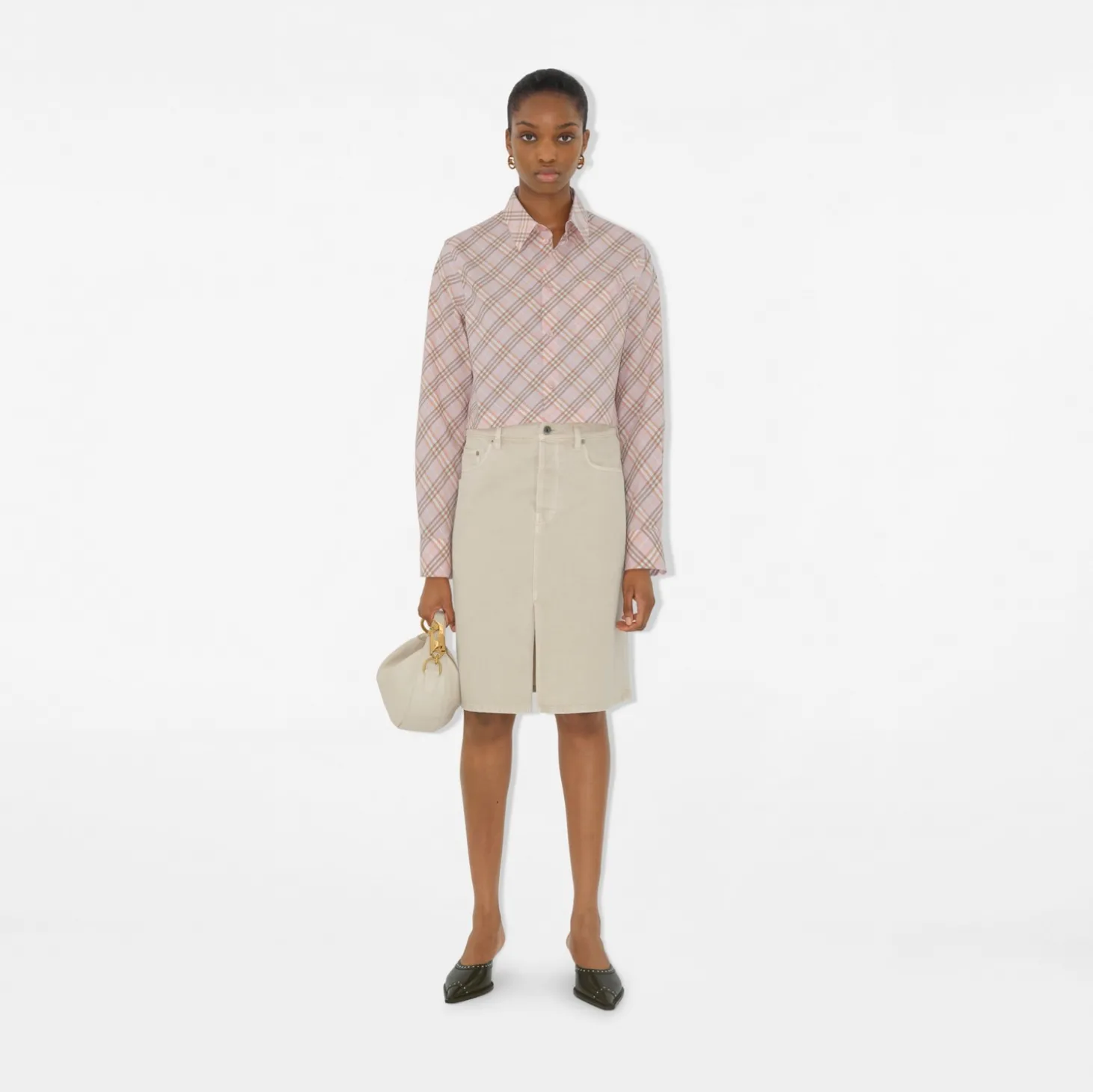 Cropped Check Cotton Shirt
