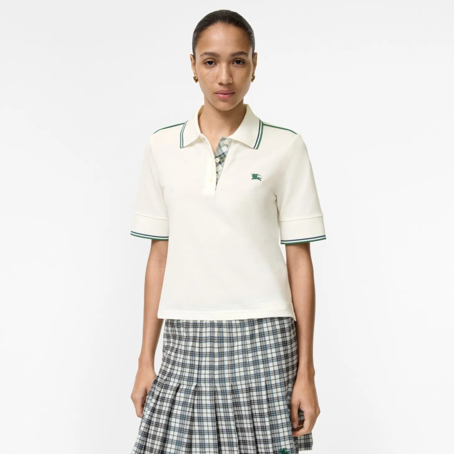 Cropped Cotton Tennis Polo Shirt