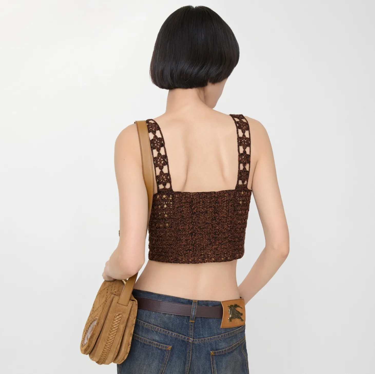 Cropped Crochet Mouliné Cotton Top