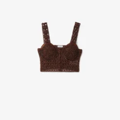 Cropped Crochet Mouliné Cotton Top