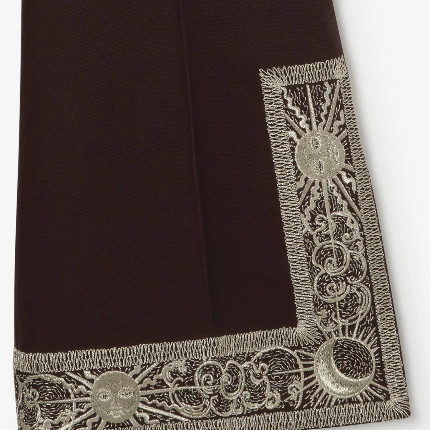Cropped Embroidered Wool Silk Flared Trousers
