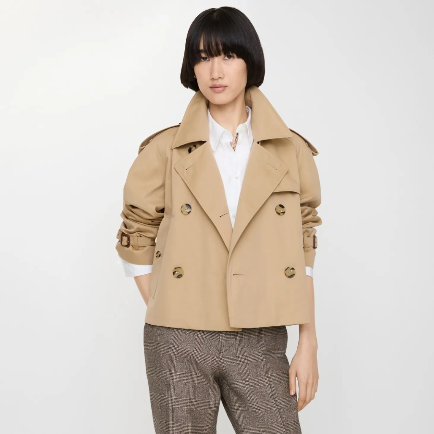 Cropped Gabardine Mayfair Trench Jacket