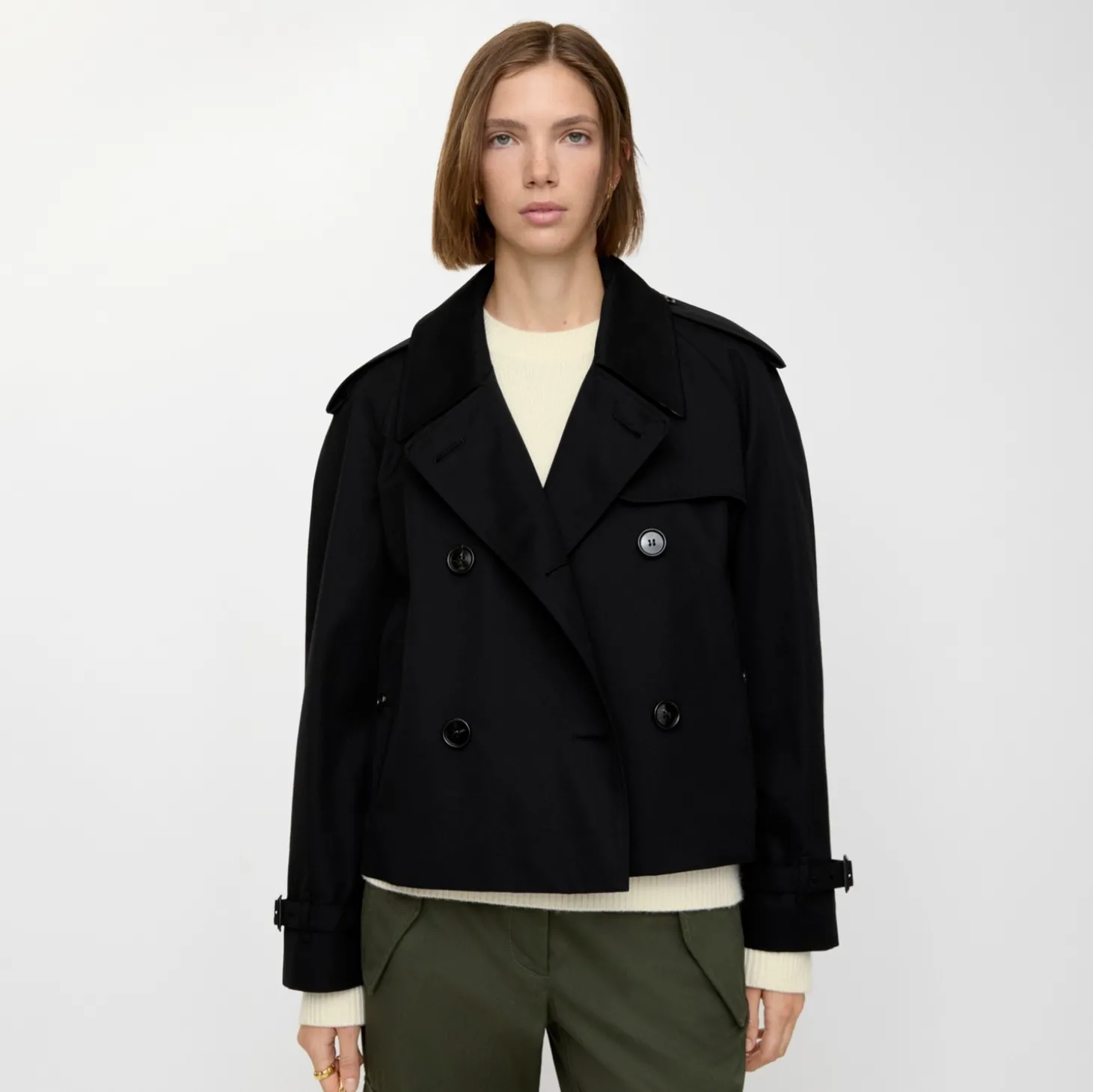 Cropped Gabardine Mayfair Trench Jacket