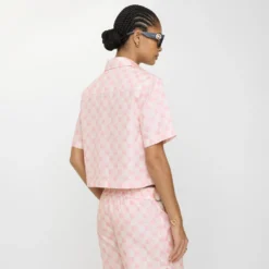 Cropped Knight Checkerboard Cotton Shirt