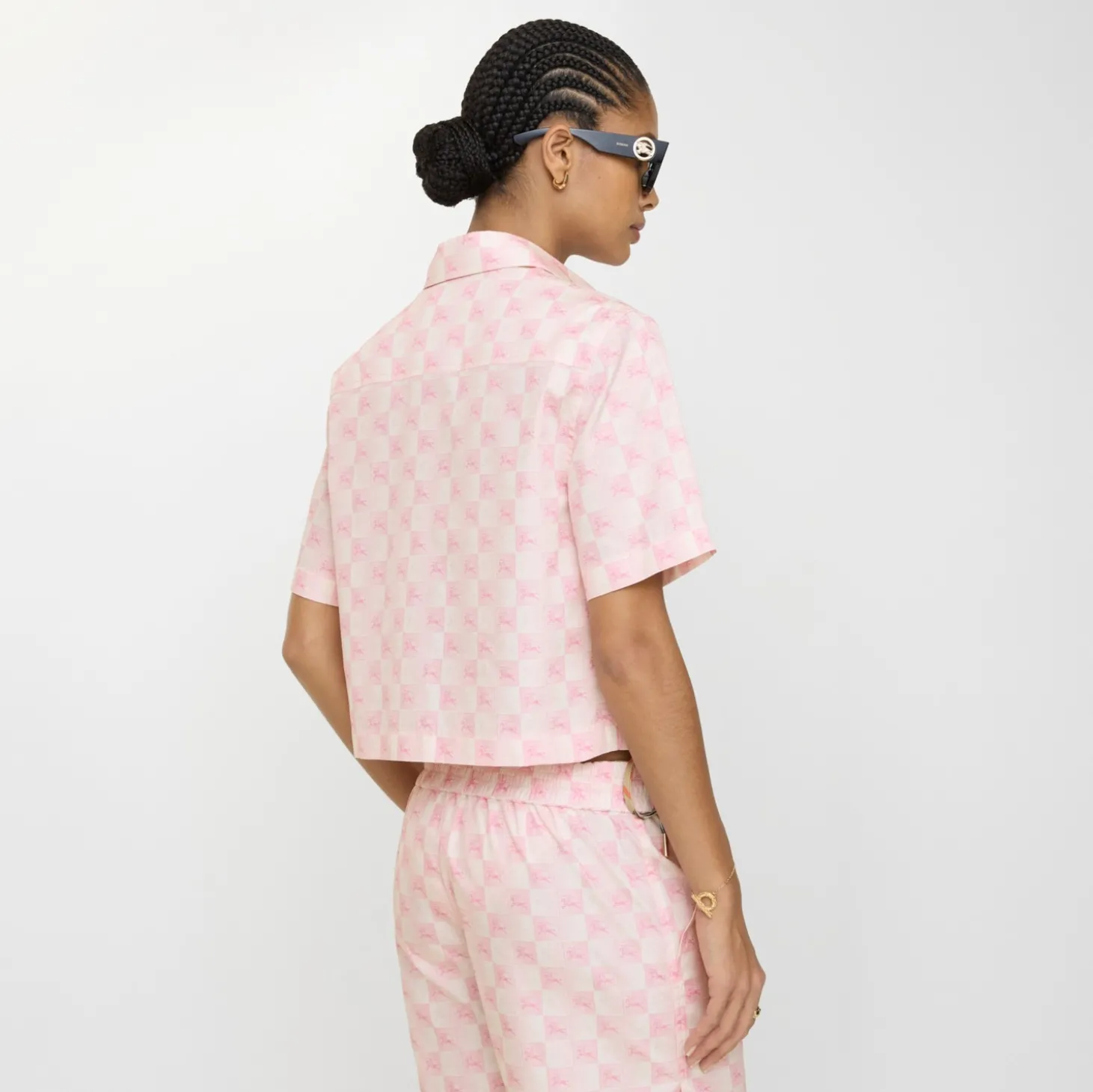 Cropped Knight Checkerboard Cotton Shirt