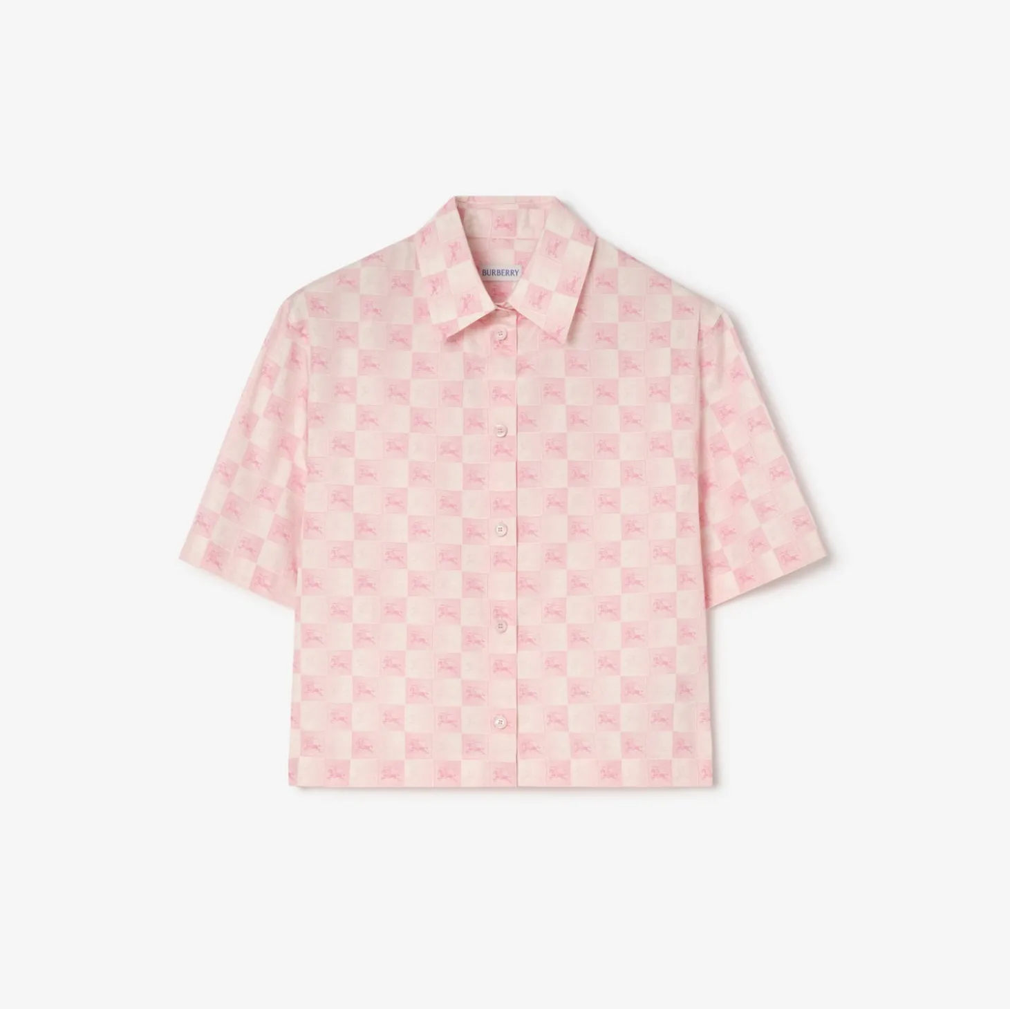 Cropped Knight Checkerboard Cotton Shirt