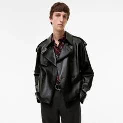 Cropped Leather Leadenham Trench Coat