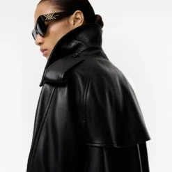 Cropped Leather Mayfair Trench Jacket