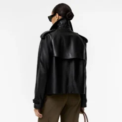 Cropped Leather Mayfair Trench Jacket