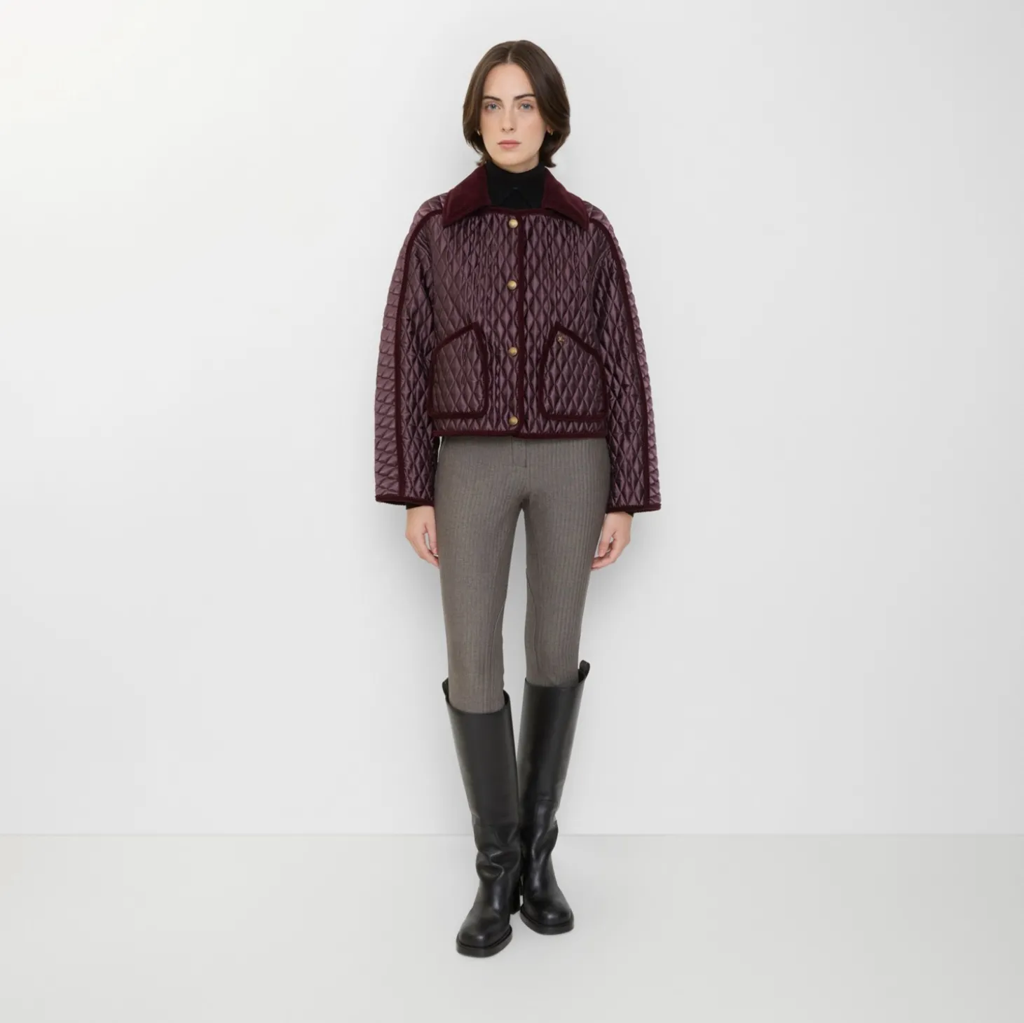 Cropped Quilted Nylon Floriston Jacket