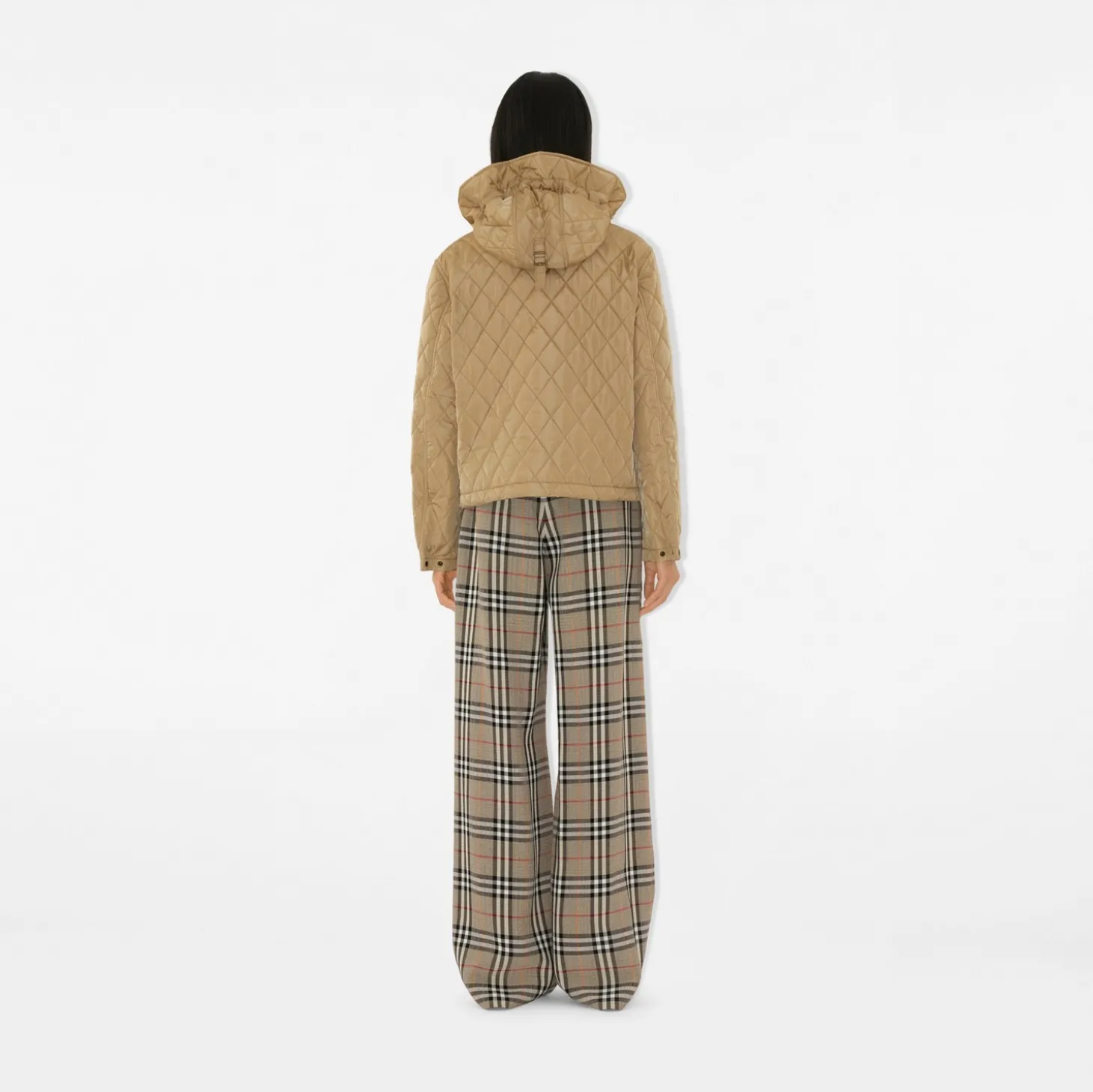Cropped Quilted Nylon Hooded Jacket