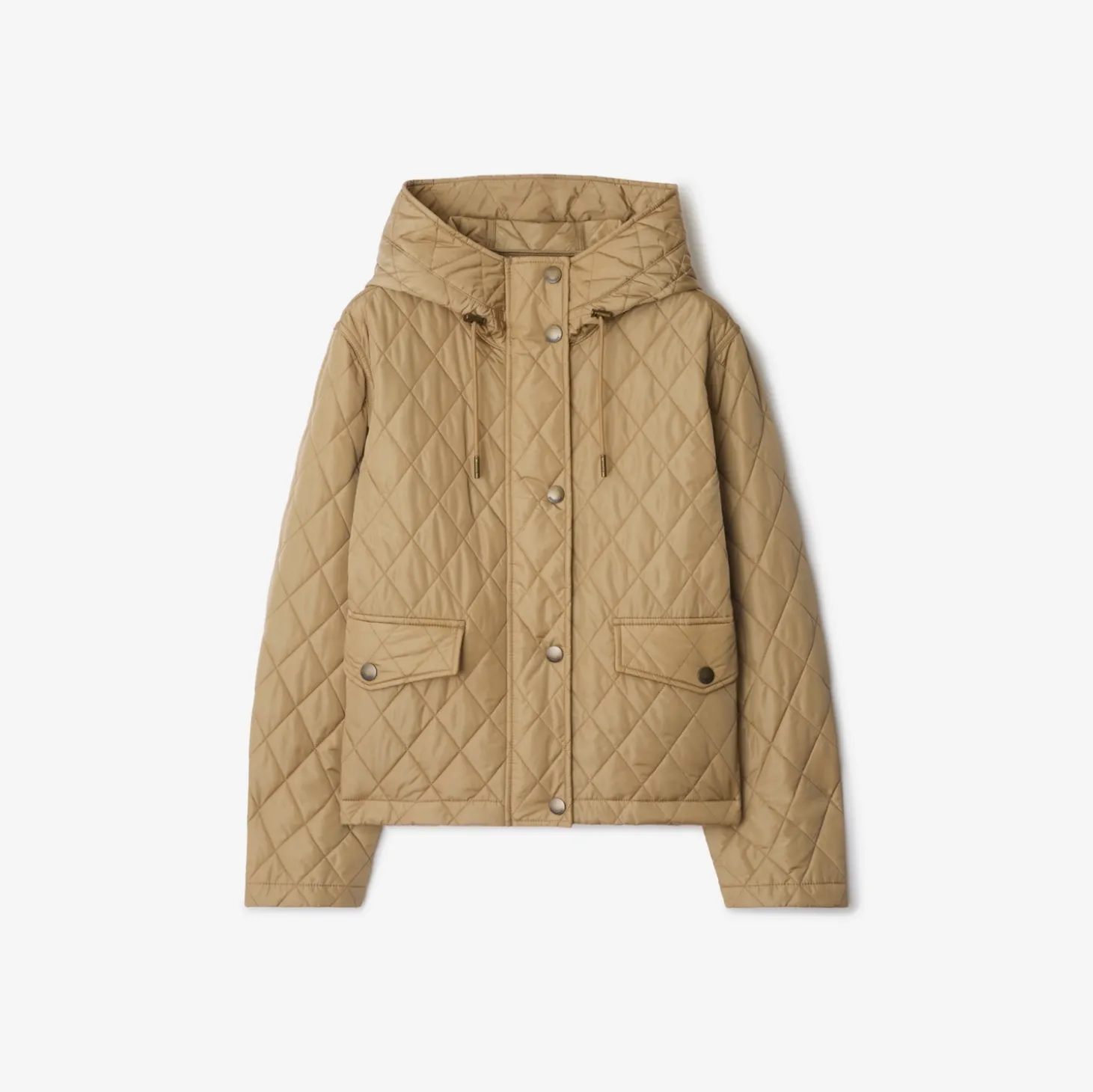 Cropped Quilted Nylon Hooded Jacket