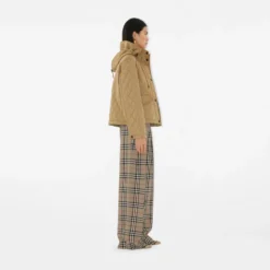 Cropped Quilted Nylon Hooded Jacket
