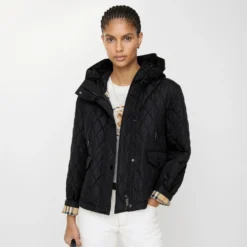 Cropped Quilted Nylon Hooded Jacket