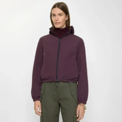 Cropped Reversible Check Hooded Jacket