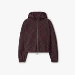 Cropped Reversible Check Hooded Jacket