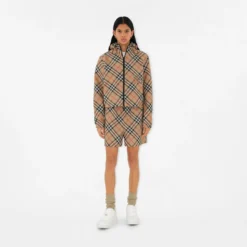Cropped Reversible Check Jacket
