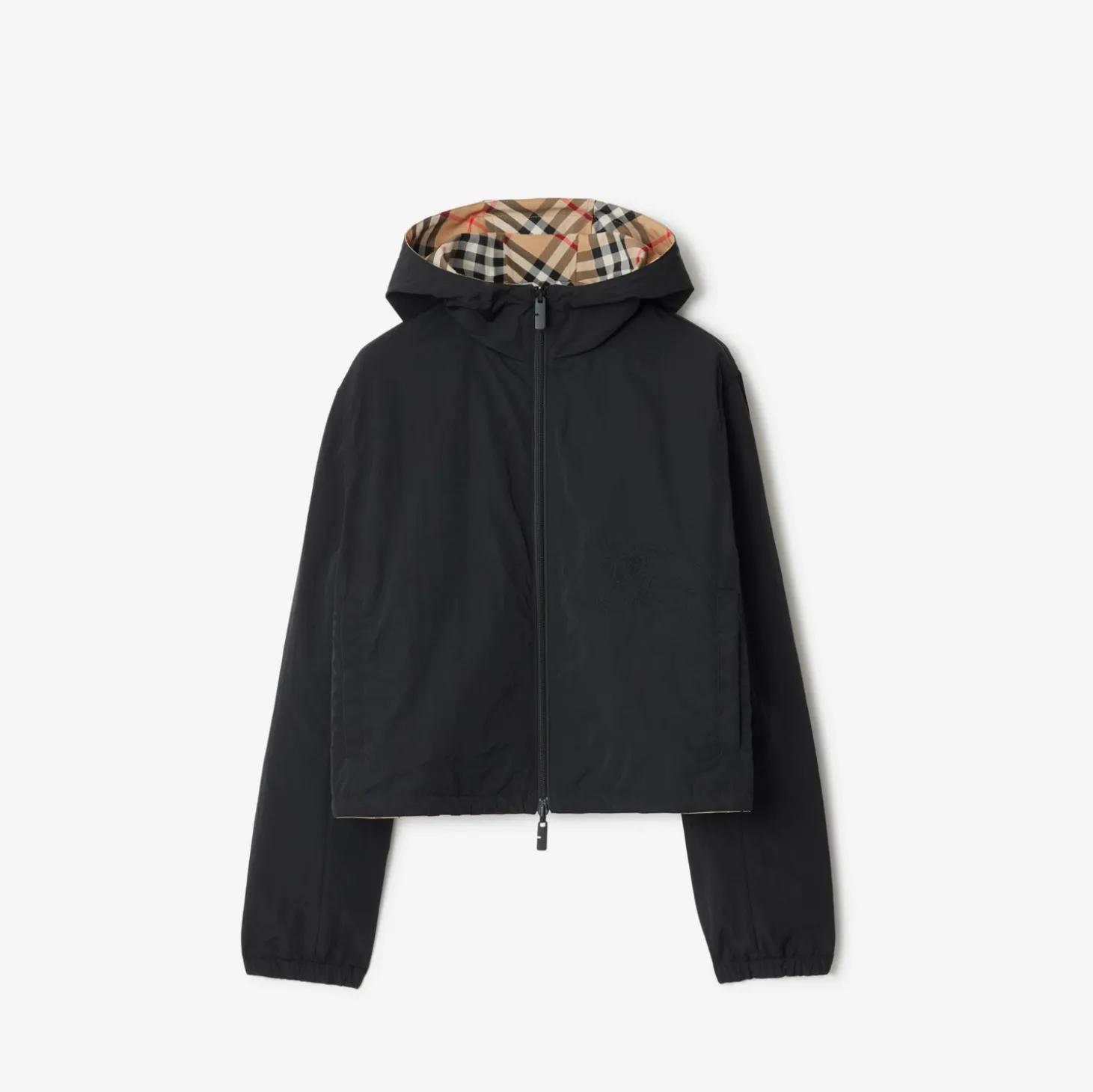 Cropped Reversible Check Jacket