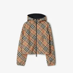 Cropped Reversible Check Jacket