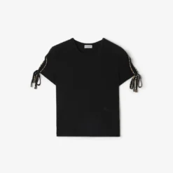 Cropped Tie-sleeve Cotton T-shirt