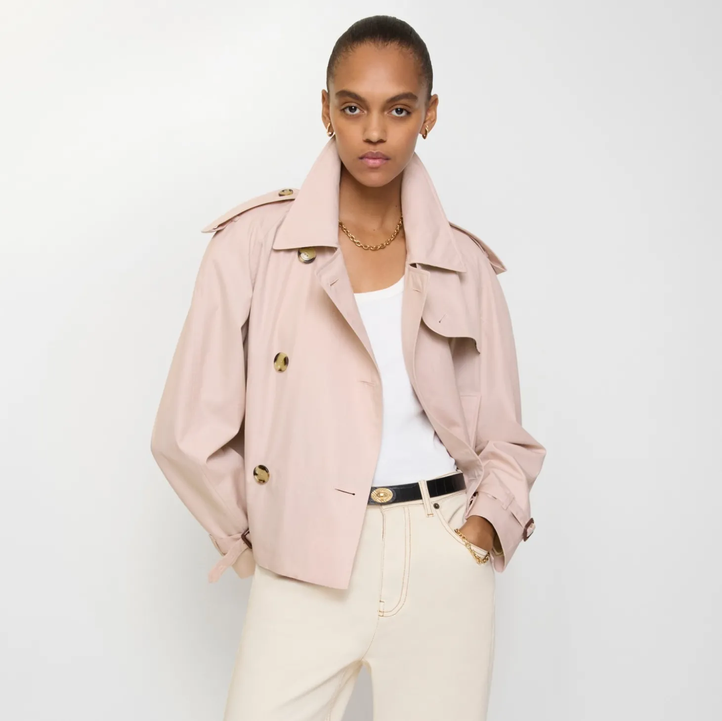 Cropped Tropical Gabardine Mayfair Trench Jacket