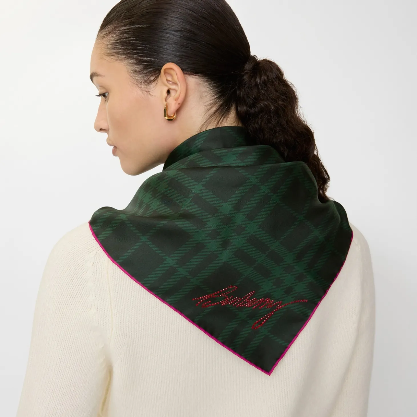 Crystal Knight Check Silk Scarf
