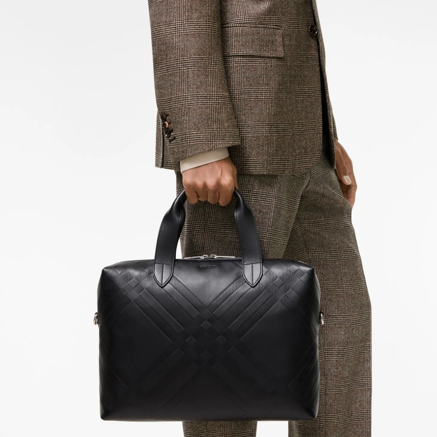 Embossed Check Briefcase