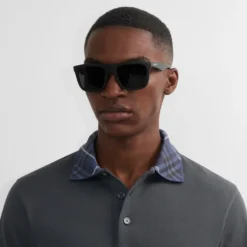 Embossed Check Square Sunglasses