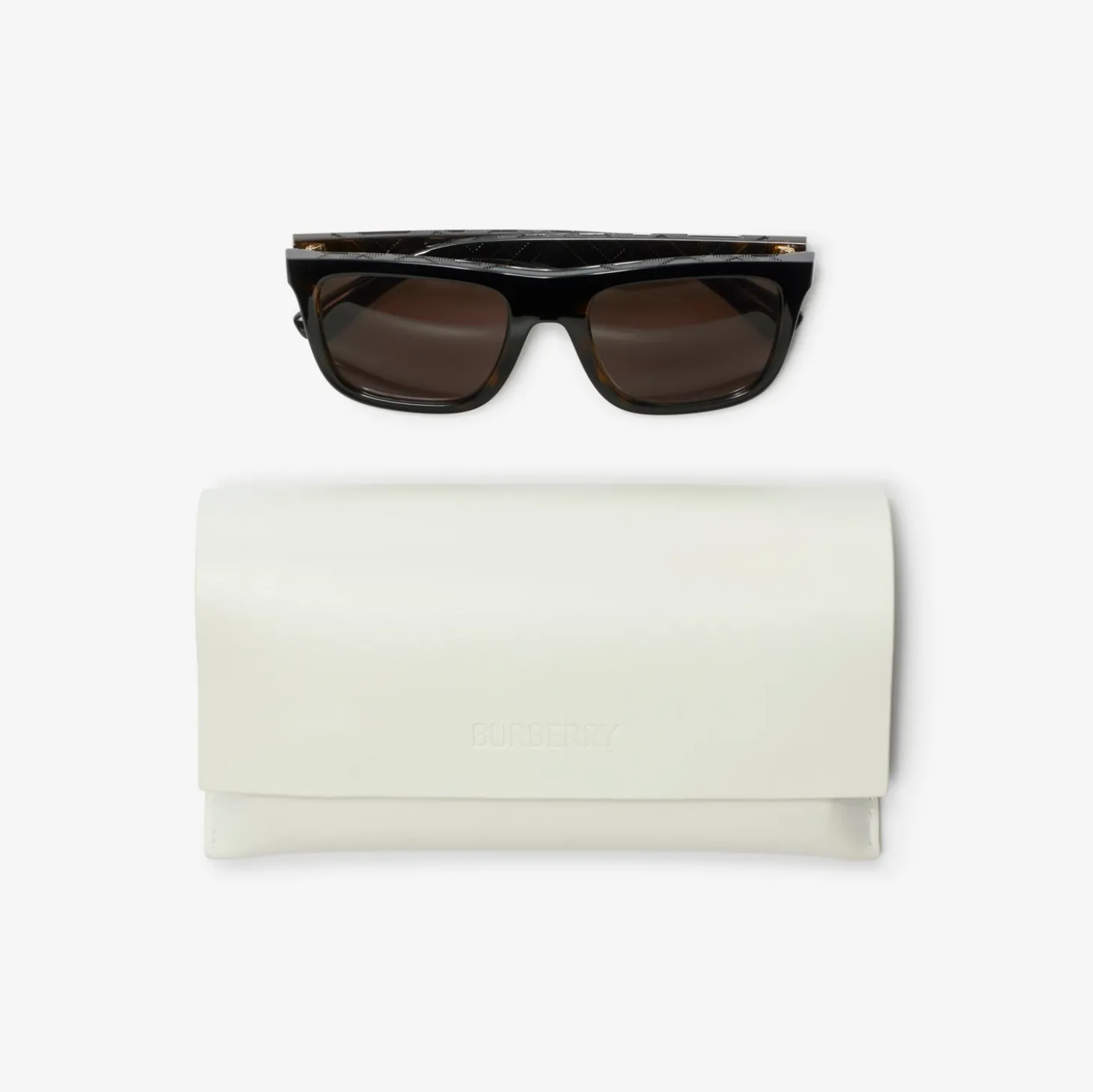 Embossed Check Square Sunglasses